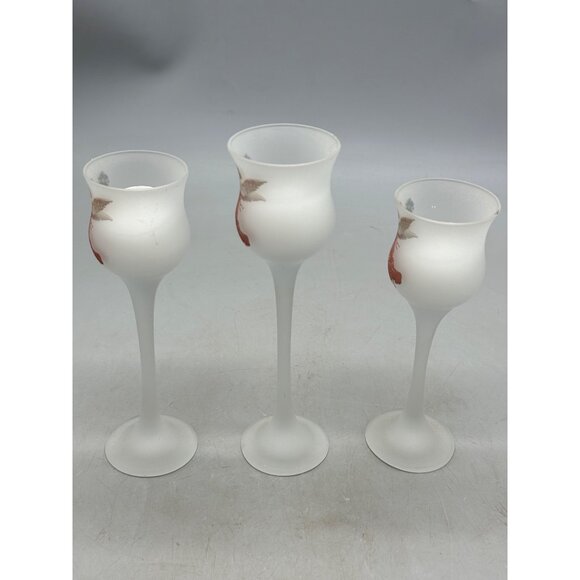 L. E. Smith Set of 3 Candle Votive Holders Baby & Angels Christmas Frosted Glass - Picture 4 of 10